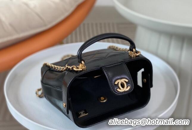 Market Sells Chanel Shiny Lambskin Mini Bag with Top Handle Bag AS4958 Black 2024