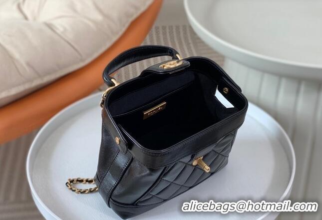 Market Sells Chanel Shiny Lambskin Mini Bag with Top Handle Bag AS4958 Black 2024