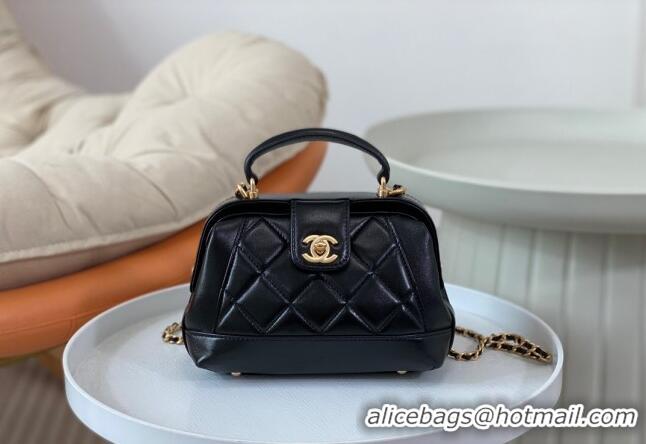 Market Sells Chanel Shiny Lambskin Mini Bag with Top Handle Bag AS4958 Black 2024