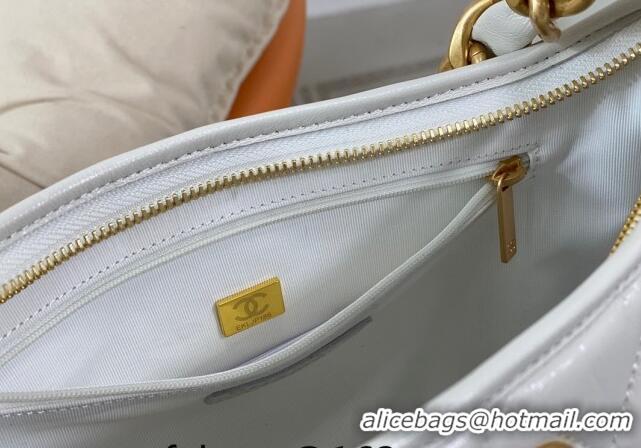 Luxury Discount Chanel Shiny Lambskin Large Hobo bag AS4923 White 2024