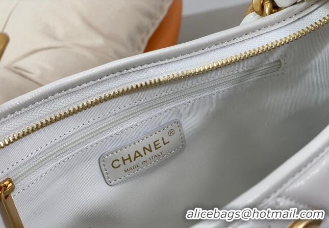 Luxury Discount Chanel Shiny Lambskin Large Hobo bag AS4923 White 2024