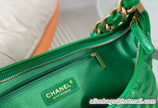 Buy Classic Chanel Shiny Lambskin Large Hobo bag AS4923 Green 2024