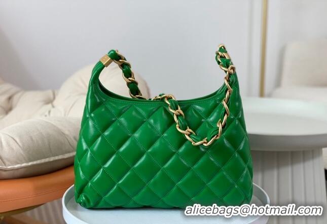 Buy Classic Chanel Shiny Lambskin Large Hobo bag AS4923 Green 2024