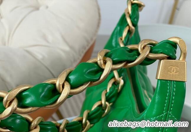 Buy Classic Chanel Shiny Lambskin Large Hobo bag AS4923 Green 2024