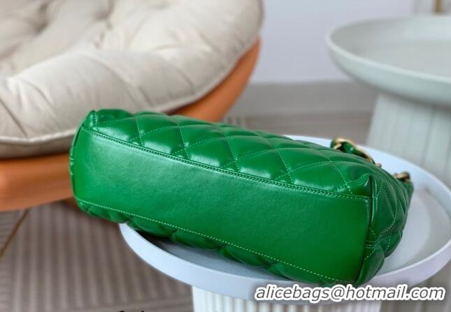 Buy Classic Chanel Shiny Lambskin Large Hobo bag AS4923 Green 2024