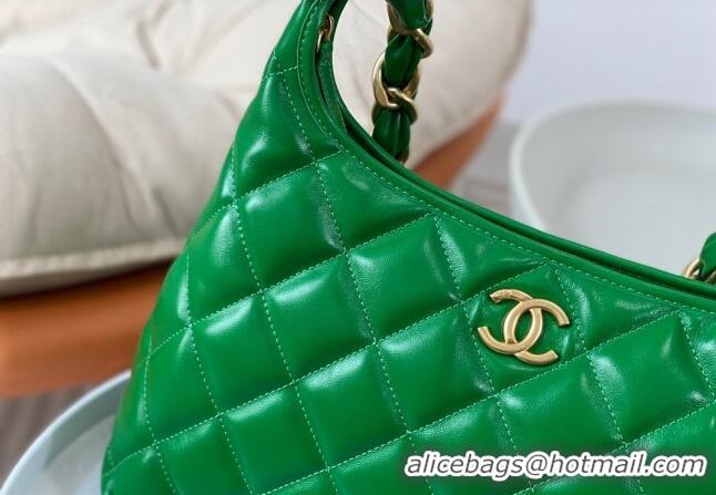 Buy Classic Chanel Shiny Lambskin Large Hobo bag AS4923 Green 2024