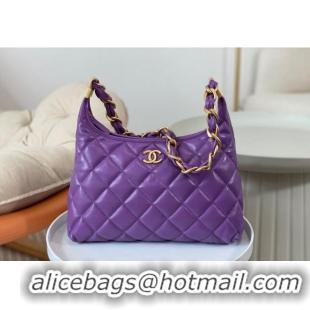 Best Price Chanel Shiny Lambskin Large Hobo bag AS4923 Purple 2024