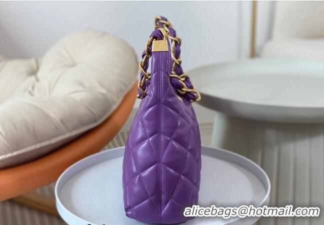 Best Price Chanel Shiny Lambskin Large Hobo bag AS4923 Purple 2024