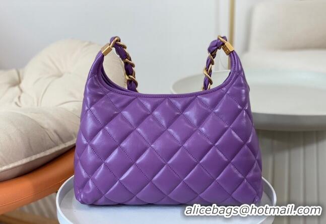 Best Price Chanel Shiny Lambskin Large Hobo bag AS4923 Purple 2024