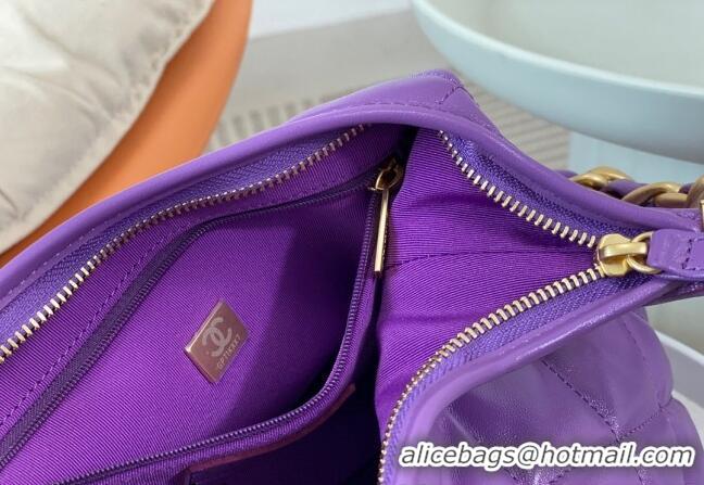 Best Price Chanel Shiny Lambskin Large Hobo bag AS4923 Purple 2024