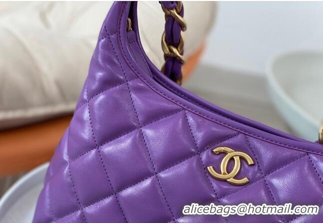 Best Price Chanel Shiny Lambskin Large Hobo bag AS4923 Purple 2024