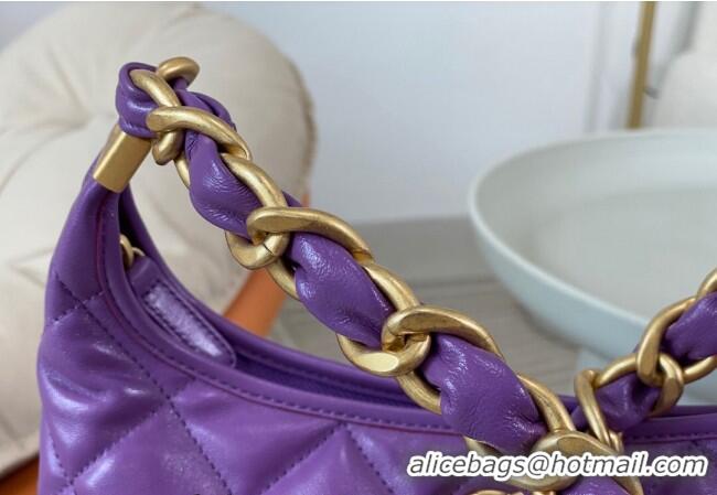 Best Price Chanel Shiny Lambskin Large Hobo bag AS4923 Purple 2024