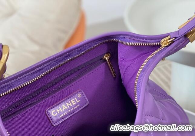 Best Price Chanel Shiny Lambskin Large Hobo bag AS4923 Purple 2024