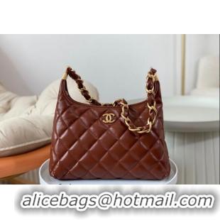 Modern Classic Chanel Shiny Lambskin Large Hobo bag AS4923 Brown 2024