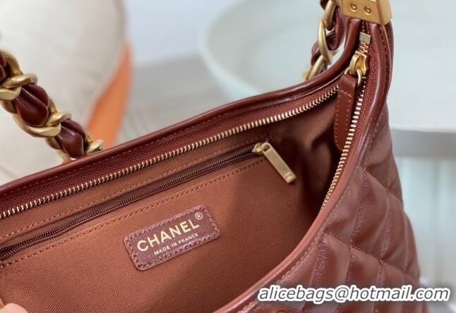 Modern Classic Chanel Shiny Lambskin Large Hobo bag AS4923 Brown 2024