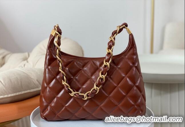 Modern Classic Chanel Shiny Lambskin Large Hobo bag AS4923 Brown 2024