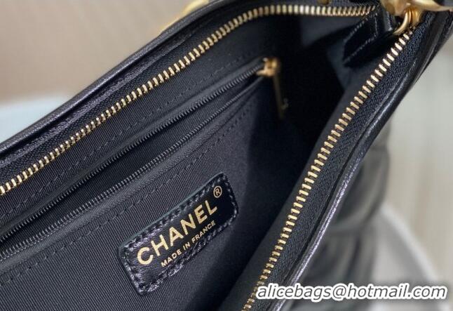 Luxury New Chanel Shiny Lambskin Large Hobo bag AS4922 Black 2024