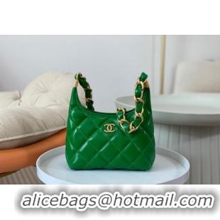 Best Price Chanel Shiny Lambskin Small Hobo bag AS4922 Green 2024