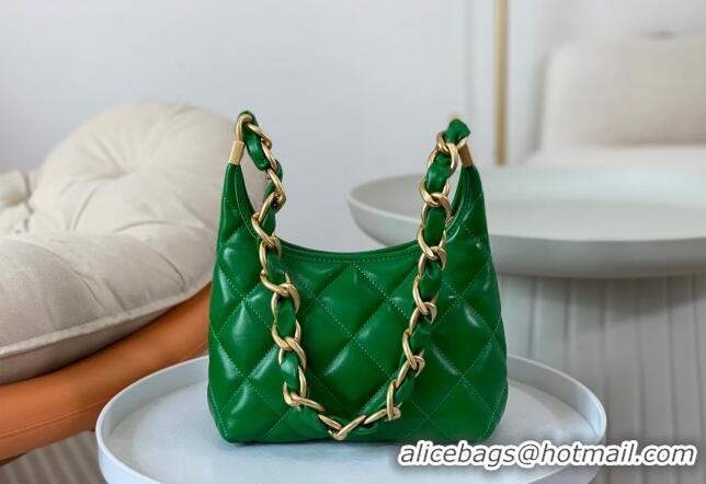 Best Price Chanel Shiny Lambskin Small Hobo bag AS4922 Green 2024