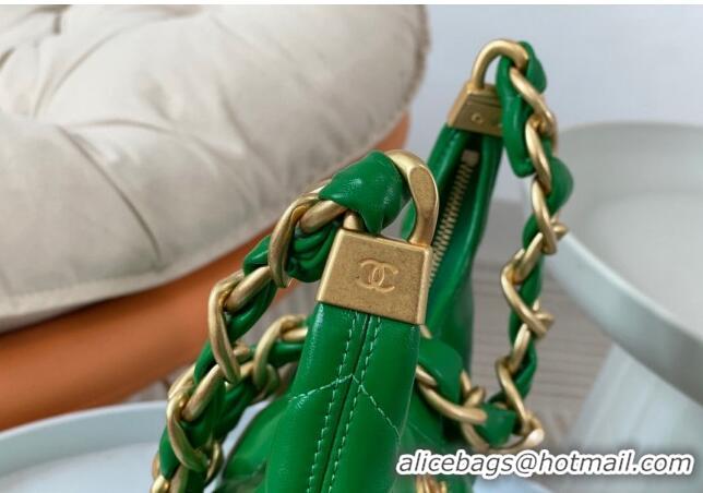 Best Price Chanel Shiny Lambskin Small Hobo bag AS4922 Green 2024