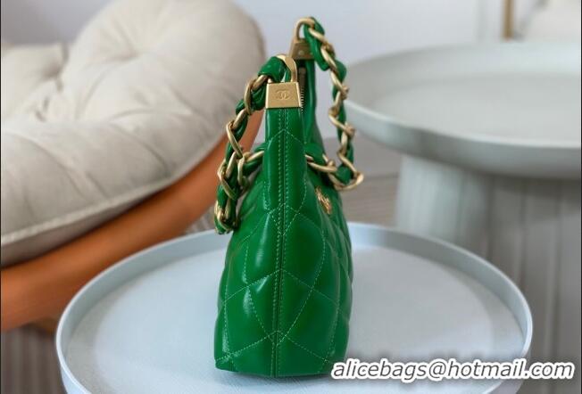 Best Price Chanel Shiny Lambskin Small Hobo bag AS4922 Green 2024