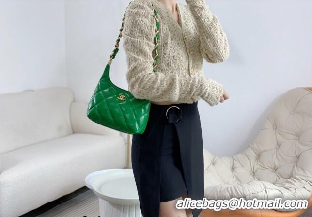 Best Price Chanel Shiny Lambskin Small Hobo bag AS4922 Green 2024