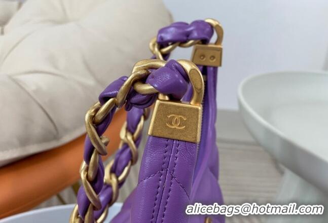 Cheap Wholesale Chanel Shiny Lambskin Small Hobo bag AS4922 Purple 2024