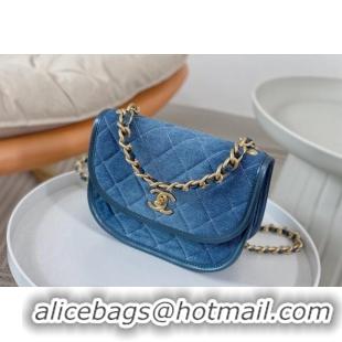 Sophisticated Chanel Washed Denim Small Messenger bag AS4850 Blue 2024