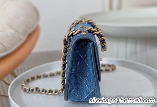 Sophisticated Chanel Washed Denim Small Messenger bag AS4850 Blue 2024