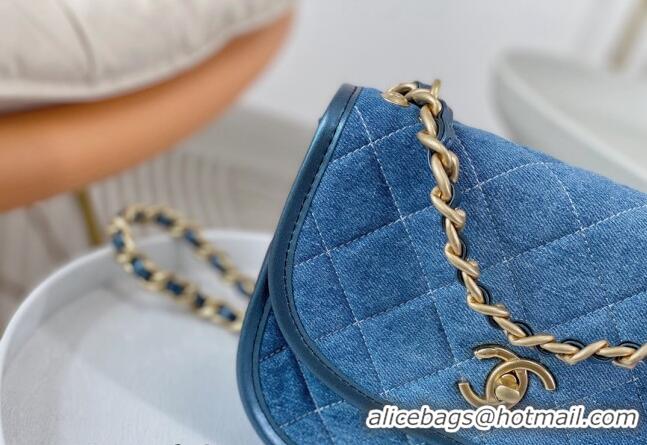 Sophisticated Chanel Washed Denim Small Messenger bag AS4850 Blue 2024