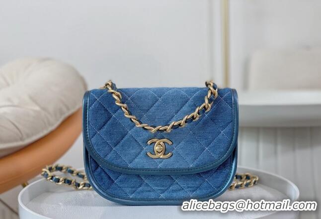 Sophisticated Chanel Washed Denim Small Messenger bag AS4850 Blue 2024