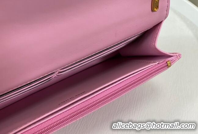 Buy New Cheap Chanel Grained Calfskin Wallet on Chain WOC Bag 96073 Bow Pink 2024