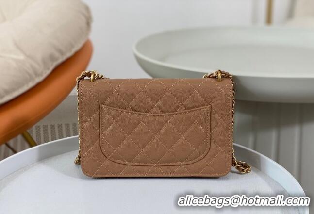 New Release Creation Chanel Grained Calfskin Wallet on Chain WOC Bag 96073 Bow Brown 2024