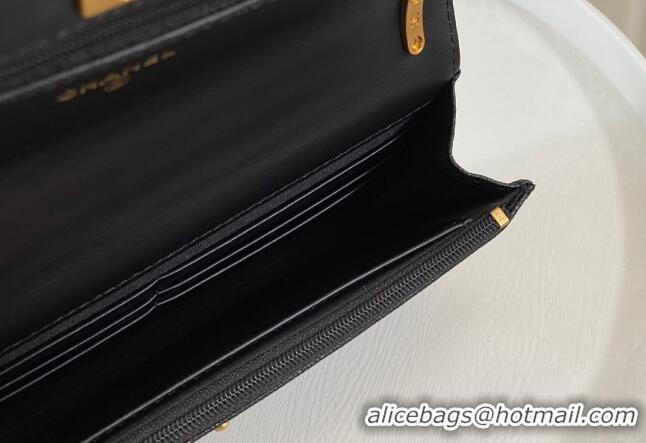 Grade Quality Chanel Grained Calfskin Wallet on Chain WOC Bag 96073 Bow Black 2024