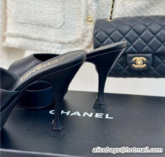 Shop Duplicate Chanel Lambskin Platform Slides Sandal 9.5cm Black 407002