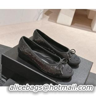 Shop Duplicate Chanel Sequins Classic Ballet Flats Black 407014