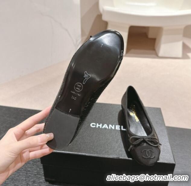 Shop Duplicate Chanel Sequins Classic Ballet Flats Black 407014