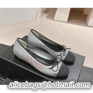 Hot Style Chanel Sequins Classic Ballet Flats Silver 407015