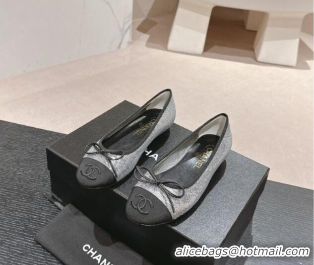 Hot Style Chanel Sequins Classic Ballet Flats Silver 407015