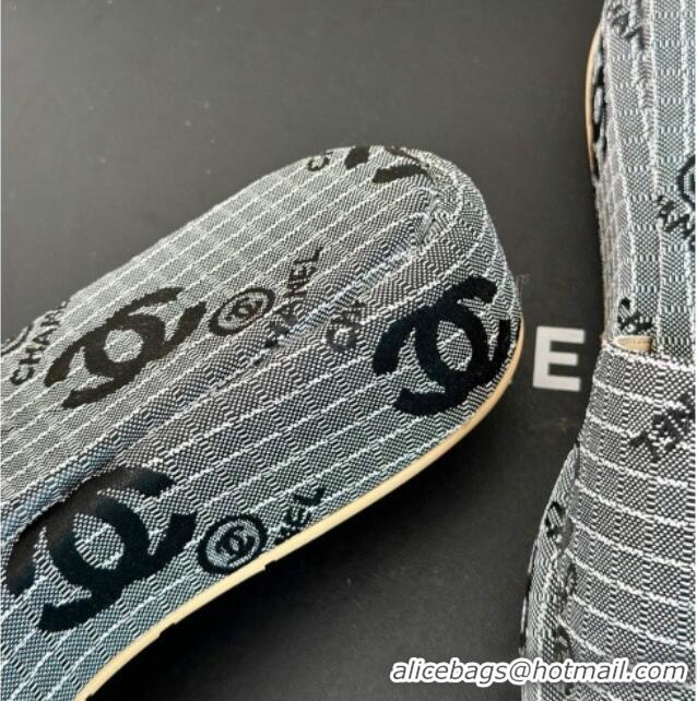 Good Looking Chanel CC Canvas Platform Slides Sandal 4cm Grey 701041