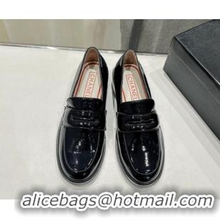 Lowest Price Chanel Patent Calfskin Loafers Black 701047