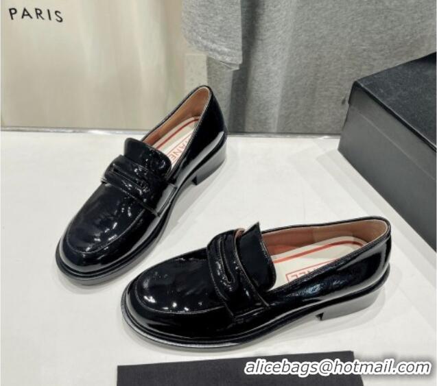 Lowest Price Chanel Patent Calfskin Loafers Black 701047