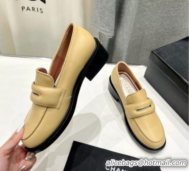 Big Discount Chanel Calfskin Loafers Apricot 701048