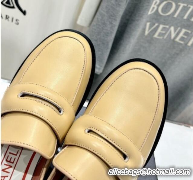 Big Discount Chanel Calfskin Loafers Apricot 701048