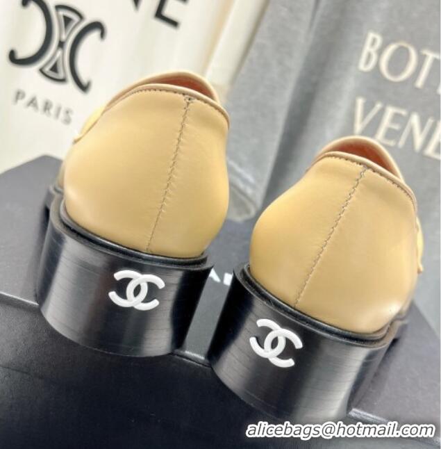 Big Discount Chanel Calfskin Loafers Apricot 701048