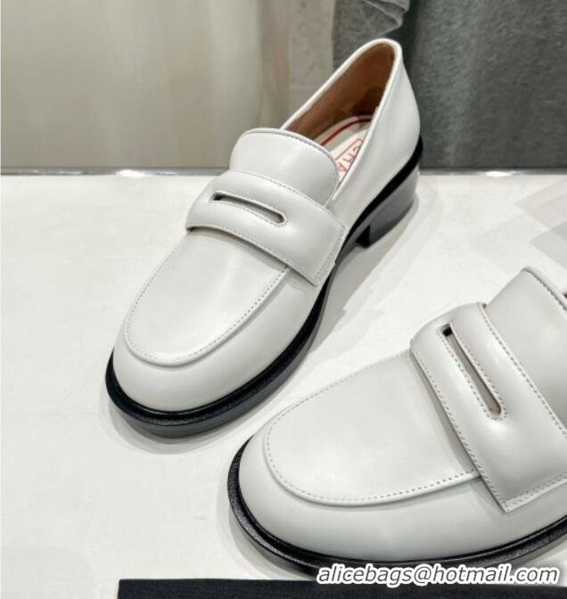 Durable Chanel Calfskin Loafers White 701049