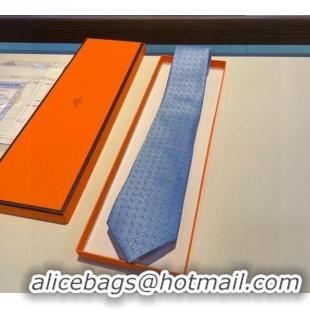 New Release Creation Hermes Silk Tie 030902 Light Blue 2023