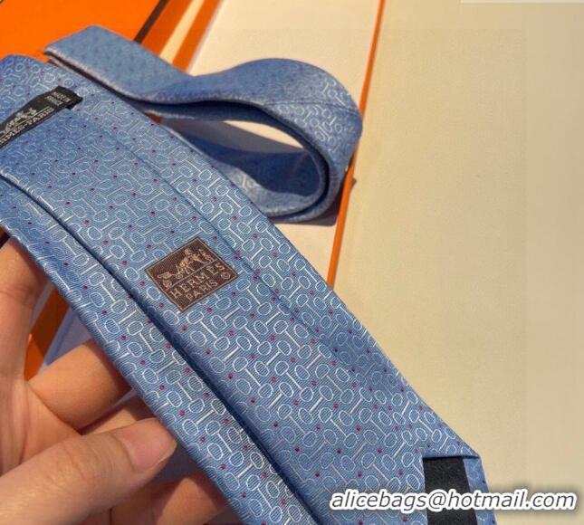 New Release Creation Hermes Silk Tie 030902 Light Blue 2023