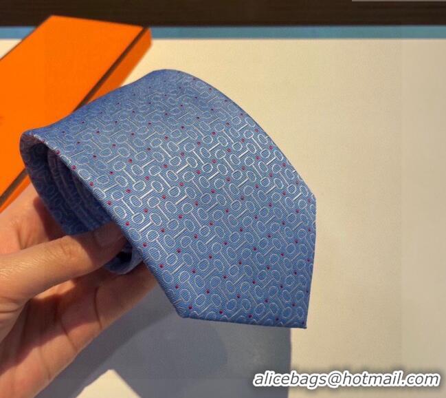 New Release Creation Hermes Silk Tie 030902 Light Blue 2023