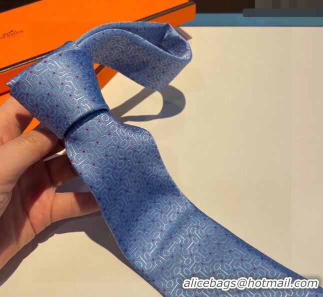 New Release Creation Hermes Silk Tie 030902 Light Blue 2023